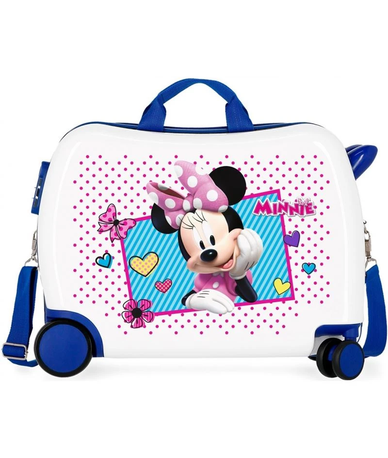 Maleta infantil correpasillos 2 ruedas multidireccionales Minnie Joy Azul