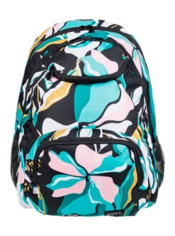 Mochila Escolar 2 Comp. Roxy Shdv Sw Ptr Negra Flores Verdes ERJBP04356-KV