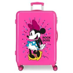 Disney Maleta Mediana 68 Cm 4 Ruedas Rigida Minnie Rock Dots Fucsia