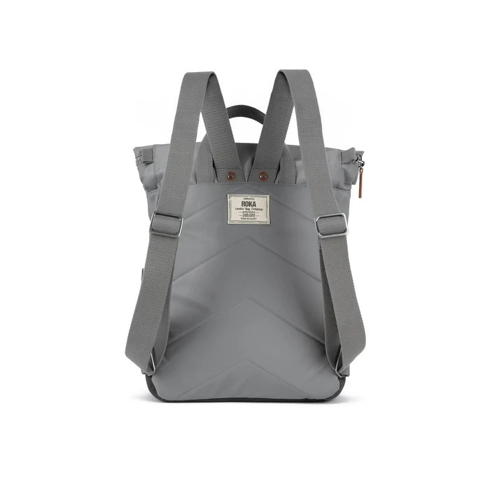 Mochila Roka London Canfield B mediana sostenible Nylon Gris (Stormy)