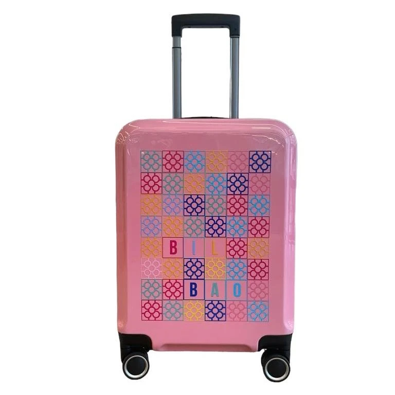 Maleta cabina 55 cm 4 ruedas rigida Baldosa de Bilbao Rosa-Rosa