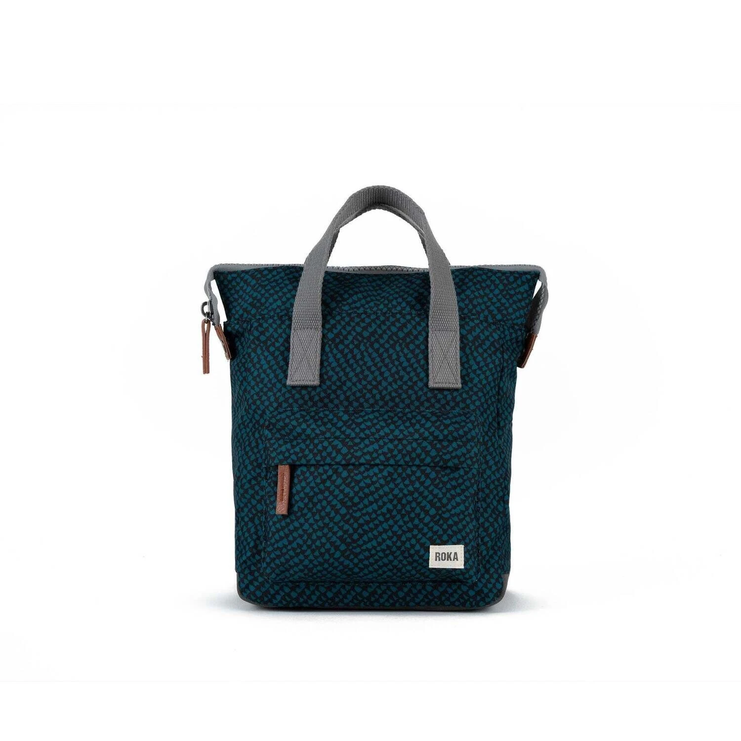 Mochila Roka London Bantry pequeña Serpiente Azul (Teal Snake Print)