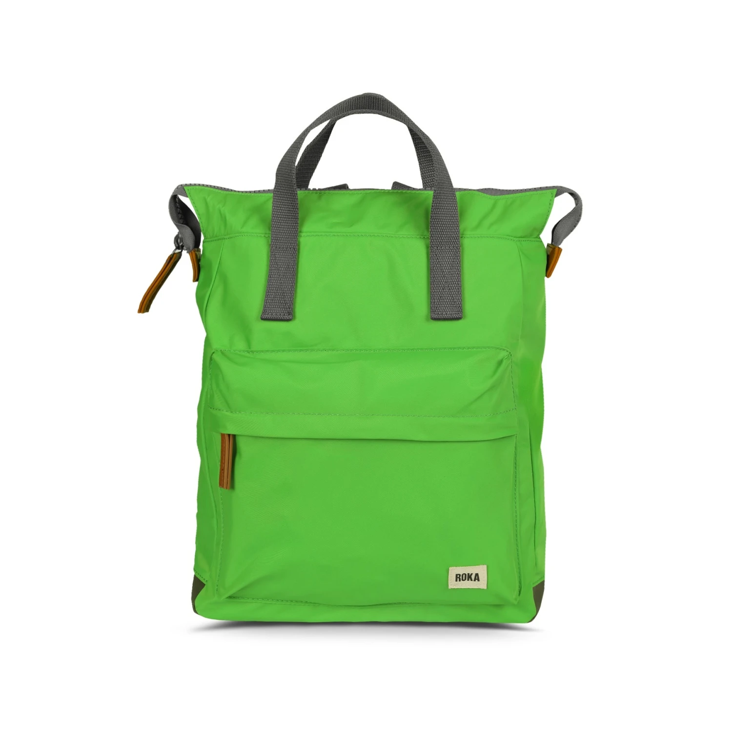 Mochila Roka London Bantry B mediana sostenible Nylon Verde (Kelly Green)